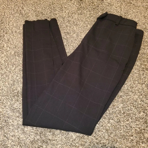 Armani Collezioni Windowpane Wool Blend Pleated Pants Navy Blue 0 - Picture 1 of 5
